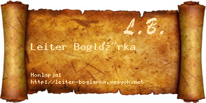 Leiter Boglárka névjegykártya